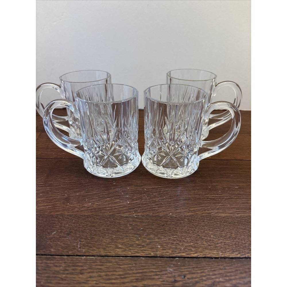Set Of 4 Cristal d'Arques Durand Chantilly Taille Beaugency Coffee Cup France